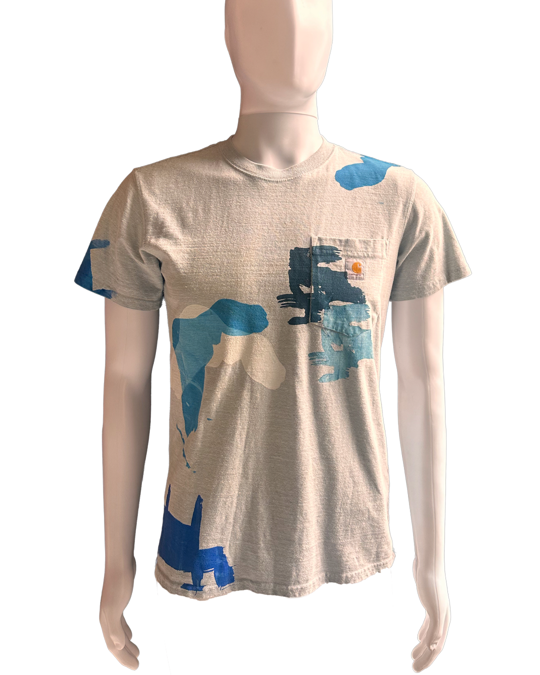 White/Blue on Grey T