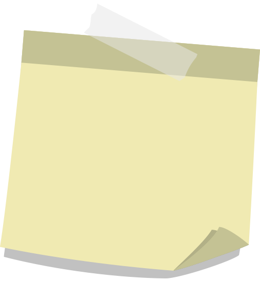 A blank, yellow sticky note with a torn top edge and a small piece curling up at the bottom right corner.