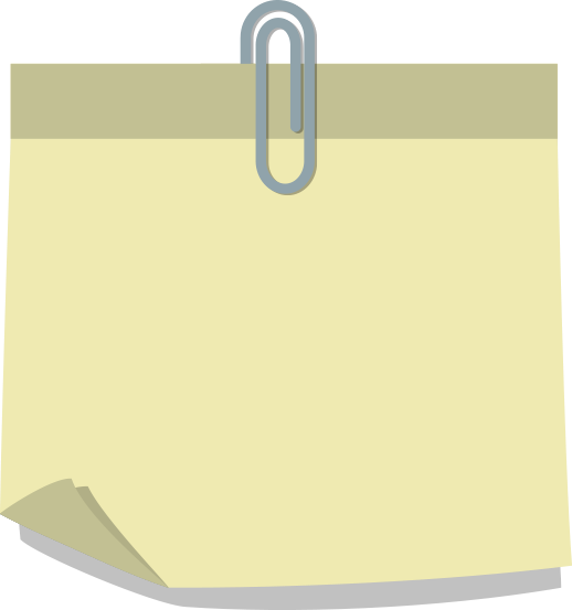 A blank yellow note paper clipped to a gray paper clip on a beige background.