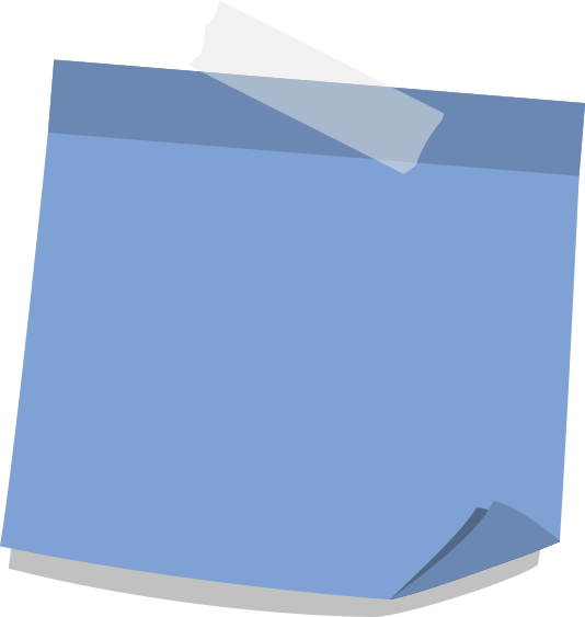 A blue paper bag with a black handle and a white paper sticking out of the top.