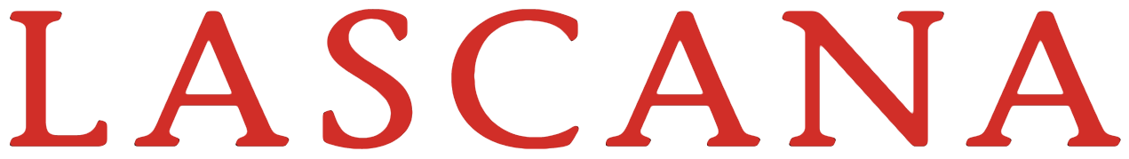The word 'LASCANA' written in large red letters on a black background.