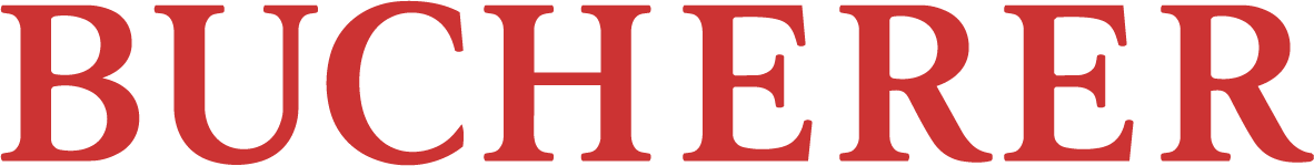 The word 'BUCHERER' written in large red capital letters on a black background.