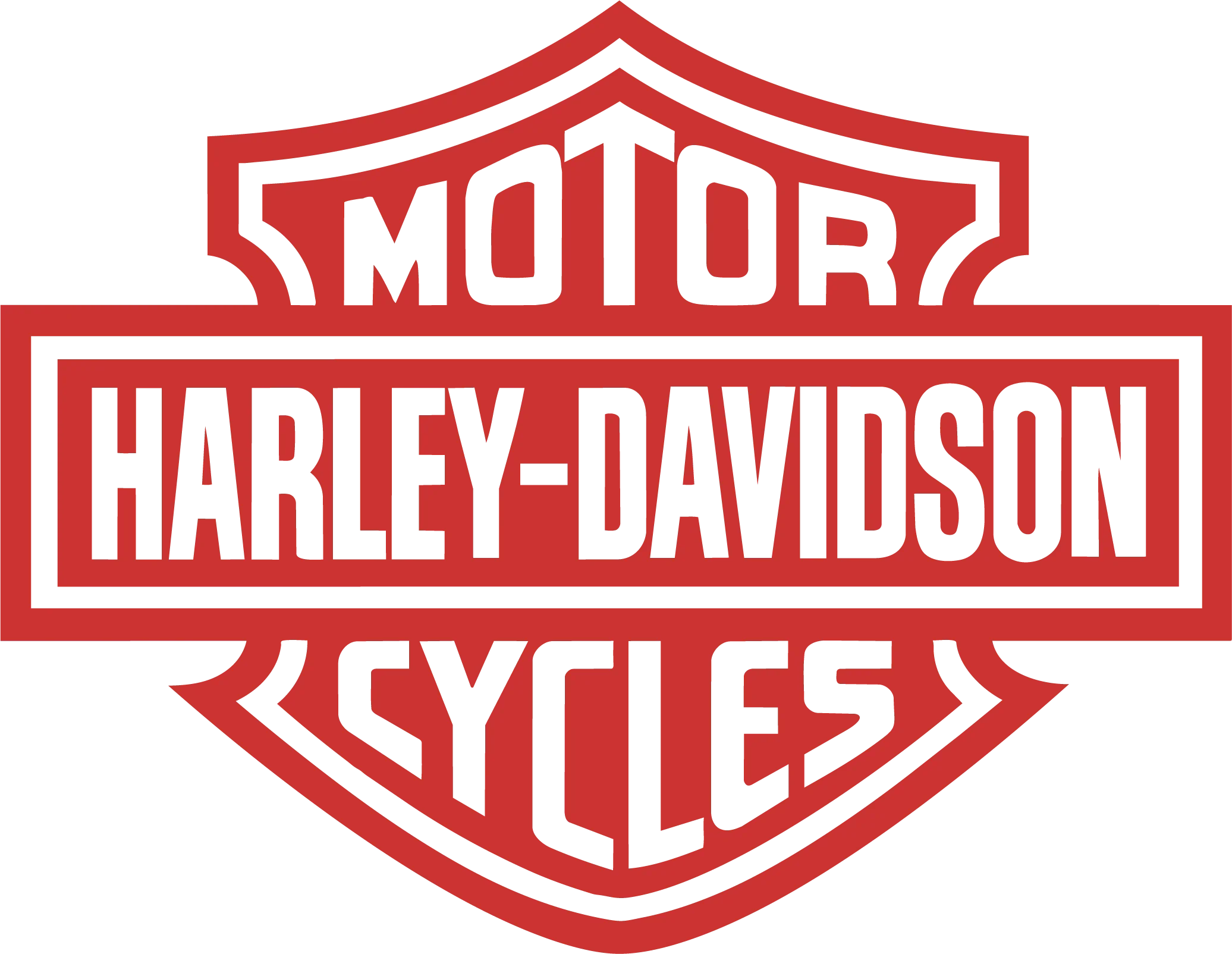 Harley-Davidson logo in red and black with a shield design.