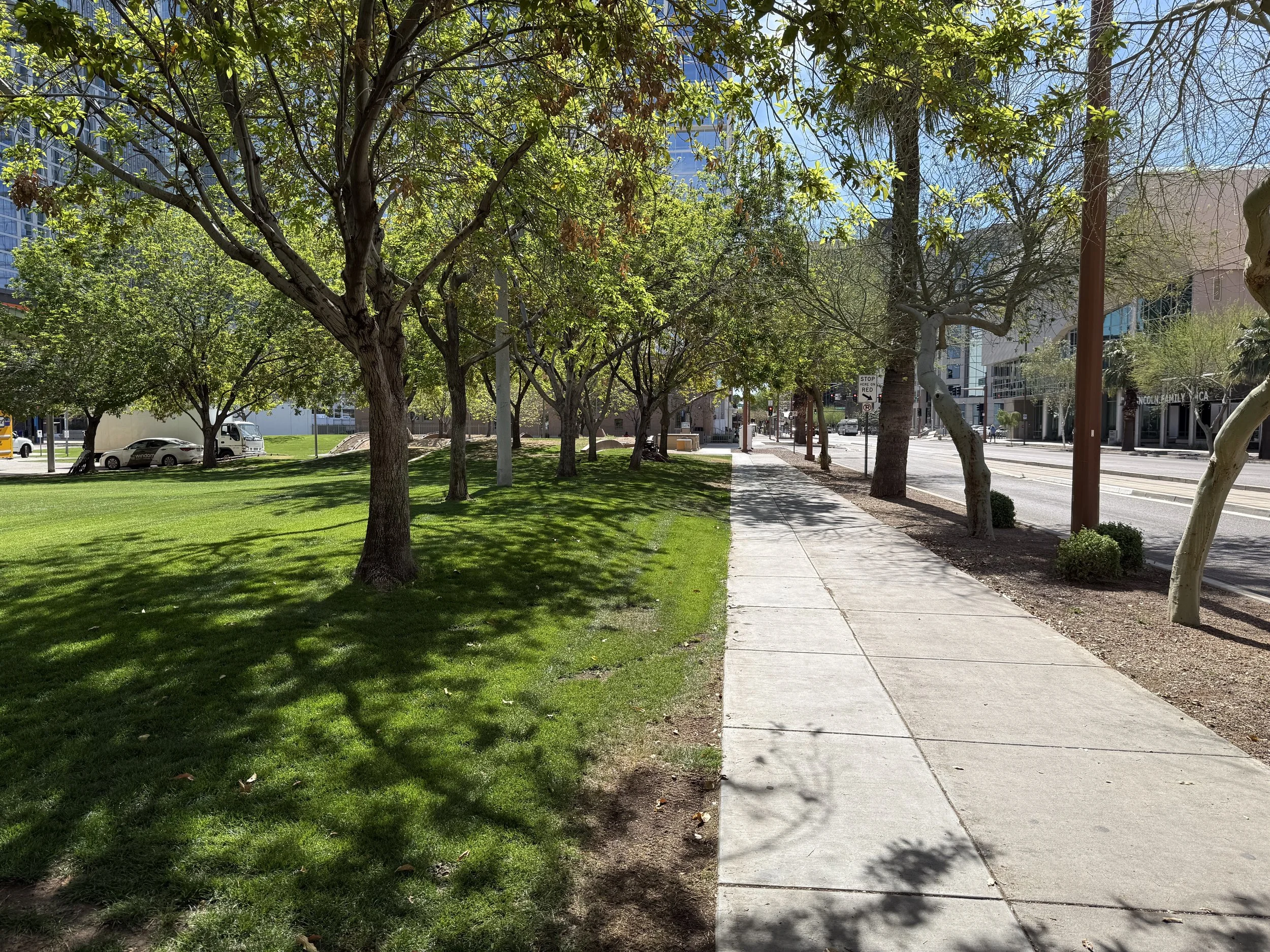 The path leads through the City Scape Park