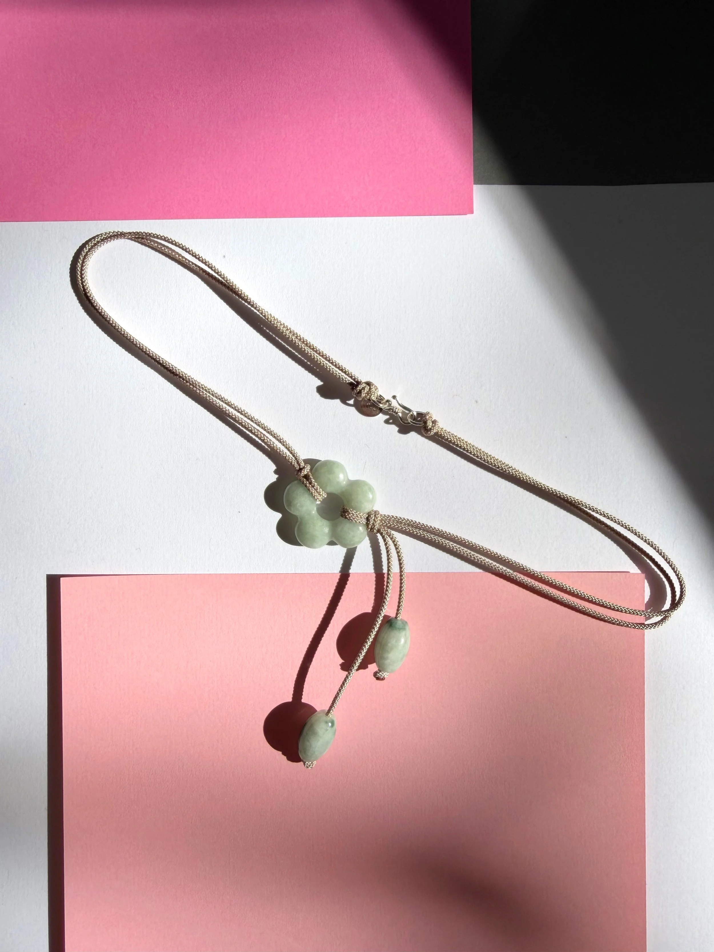Big Mochi Flower “Bolo” Lariat Necklace