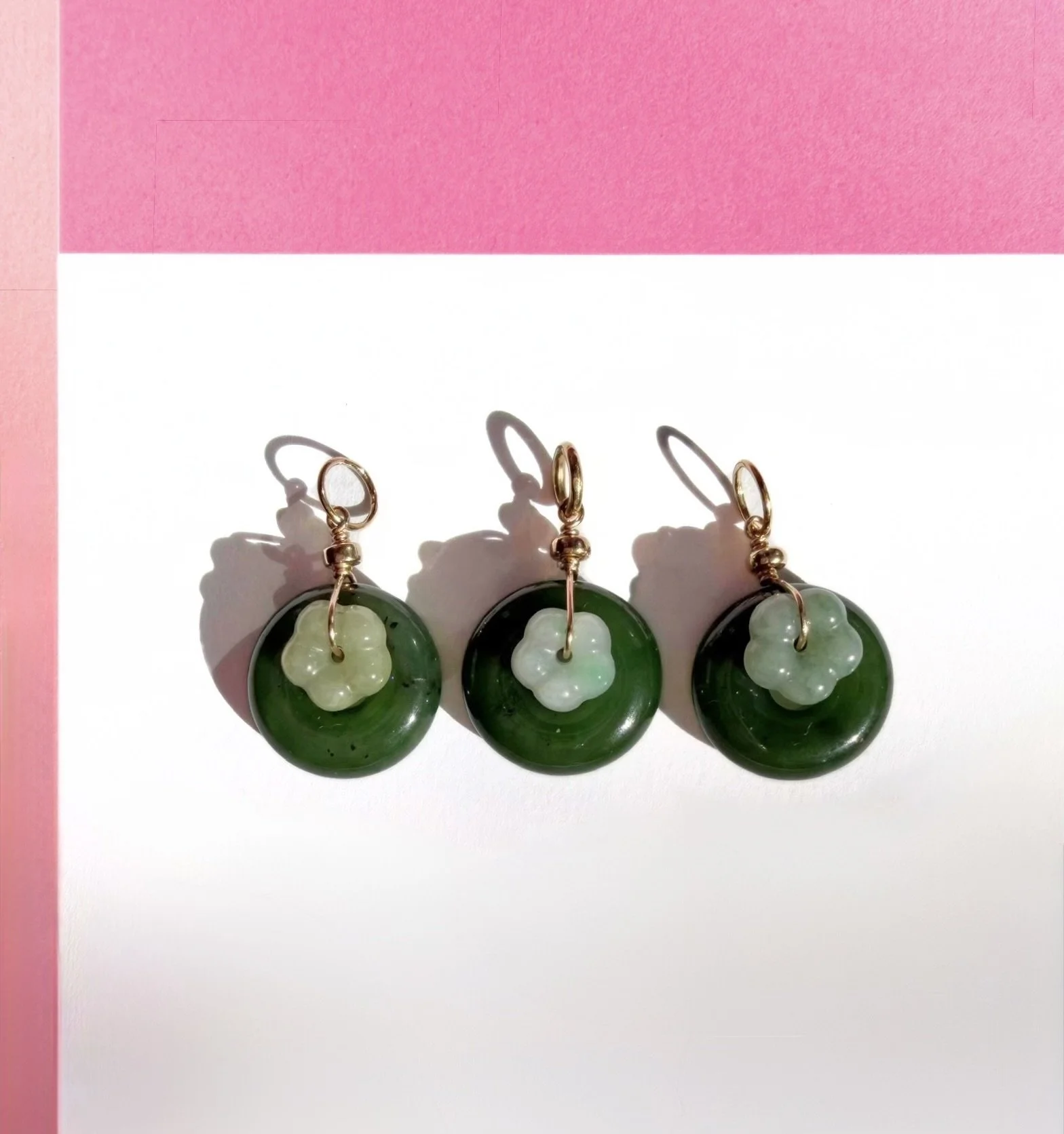 Signature Mochi Flower Nephrite Donut 14/20 GF Charm