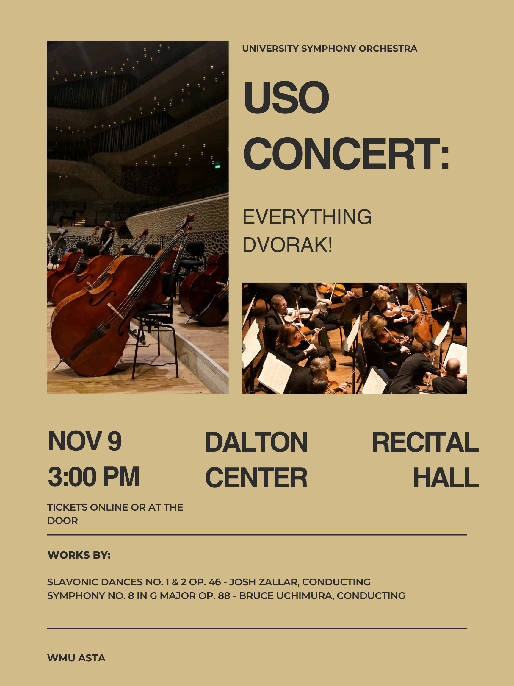 University Symphony Orchestra Dvorak Concert Poster.