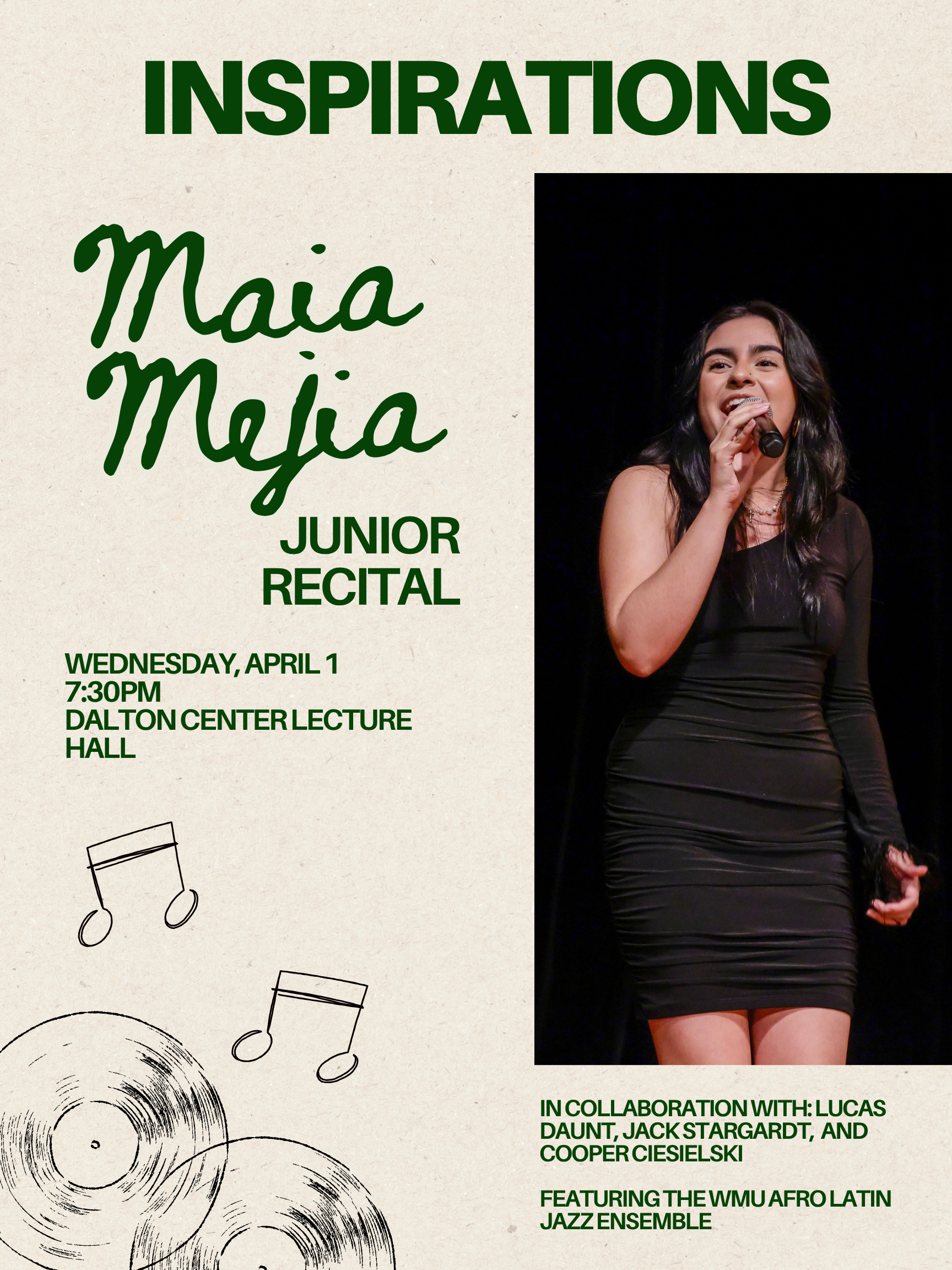 Maia Mejia Junior Recital promotional poster. 