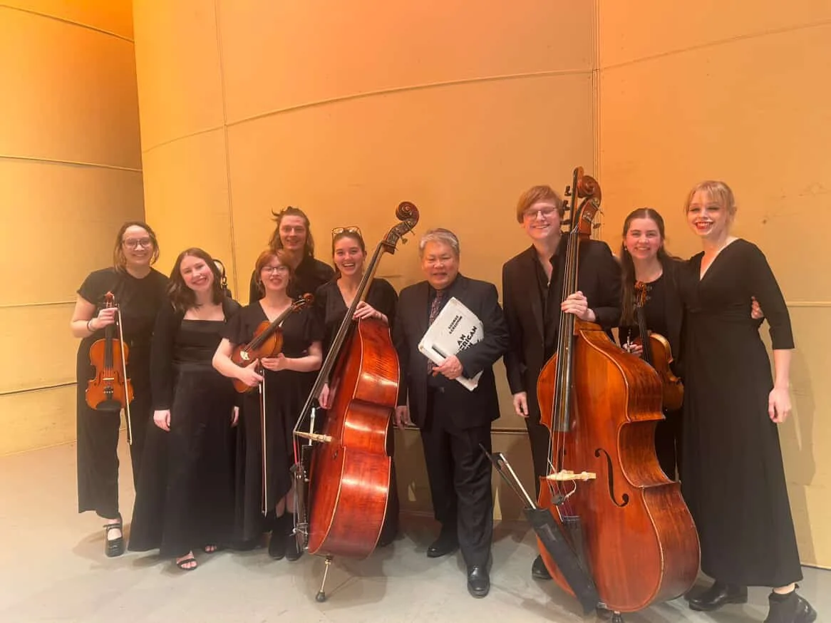 Post-USO concert in Miller Auditorium, performing works by Gershwin, Pirio, Coleridge-Taylor, and Rimsky-Korsakov.