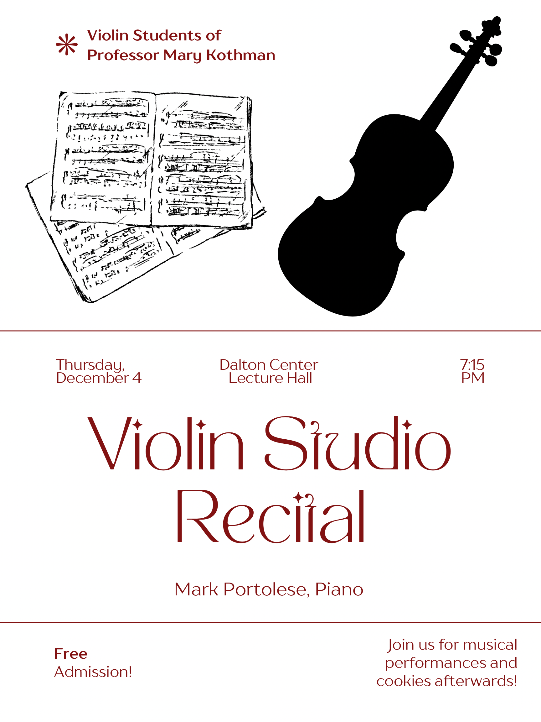 Professor Mary Kothman Violin Studio Recital.