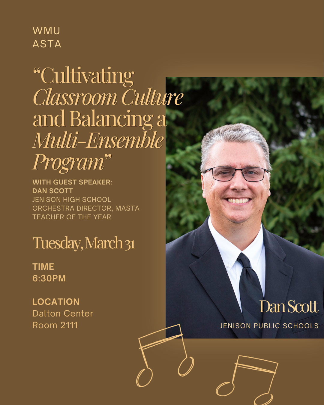 Instagram graphic for guest speaker Dan Scott from Jenison High School.