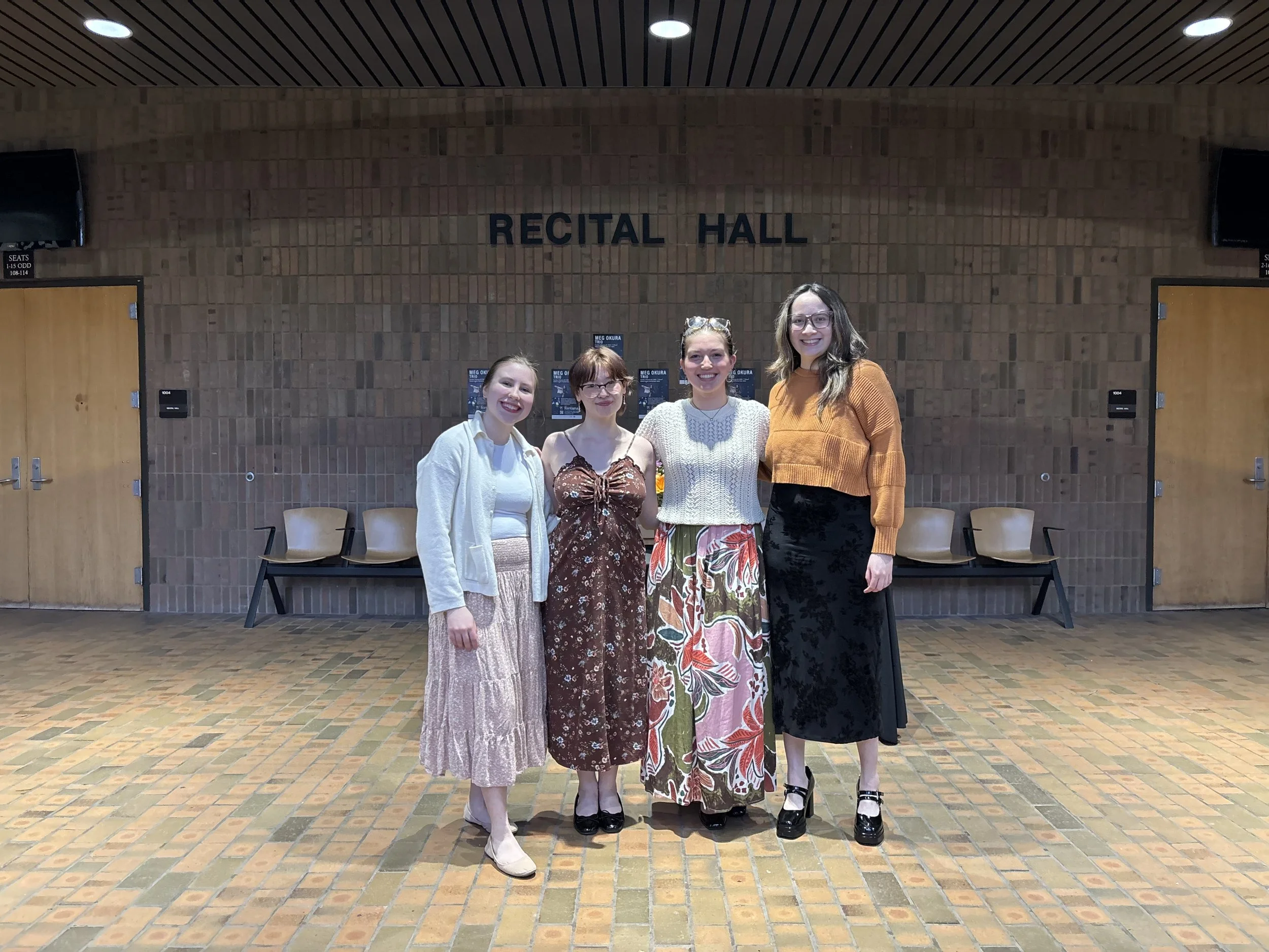 “The Board String Quartet” performing at bassist Hannah Schlett’s Double Bass Junior Recital.