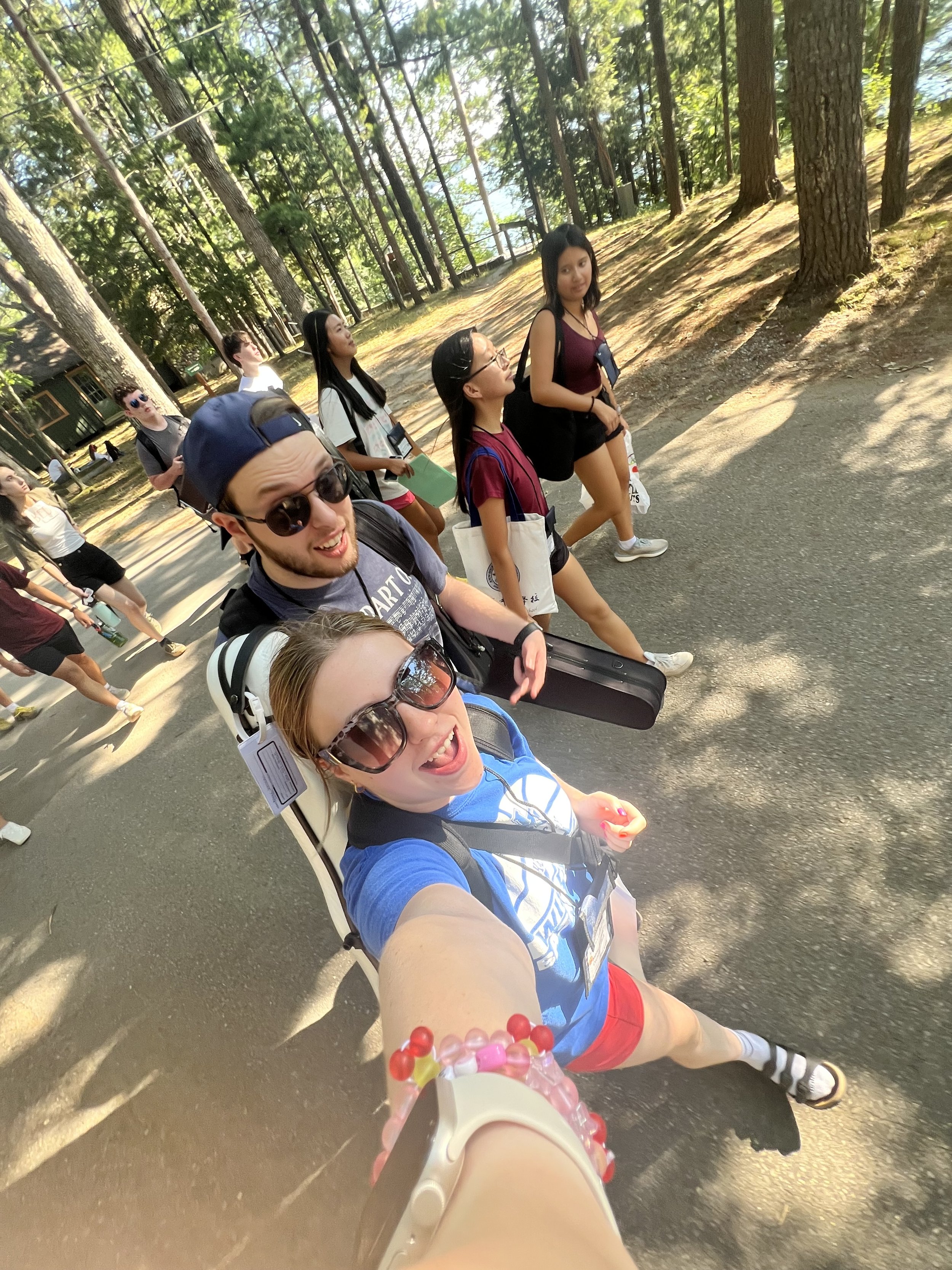 Skyline Orchestra Summer Camp at Interlochen Center for the Arts Camp. Counselors on the way to lead instrument sectionals.