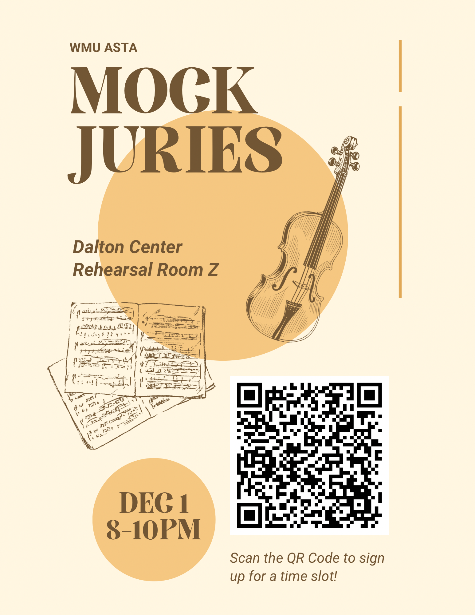 String Mock Juries promotional poster and instagram graphic with a QR code for access to the event. All slots filled up within a week.