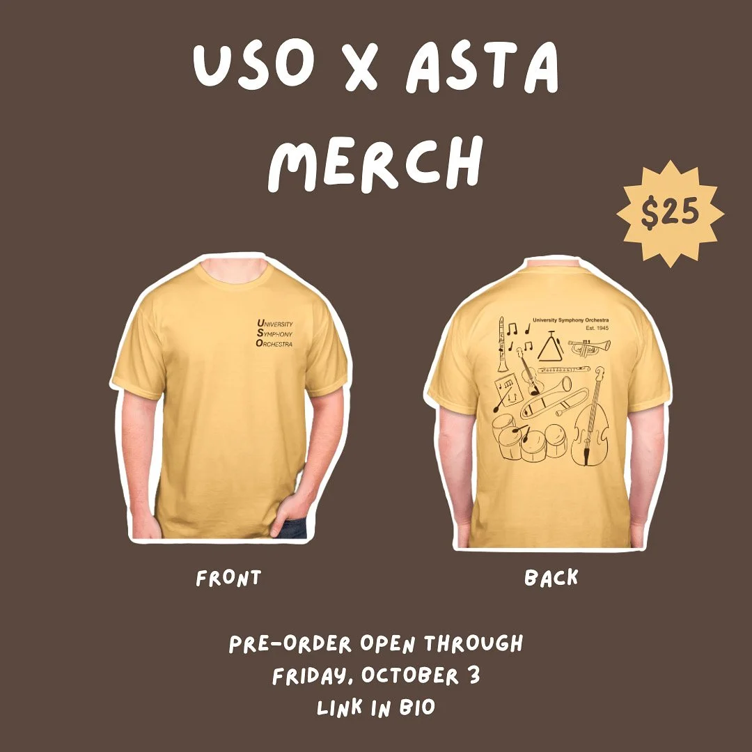 University Symphony Orchestra T-Shirt Instagram promotional graphic. 