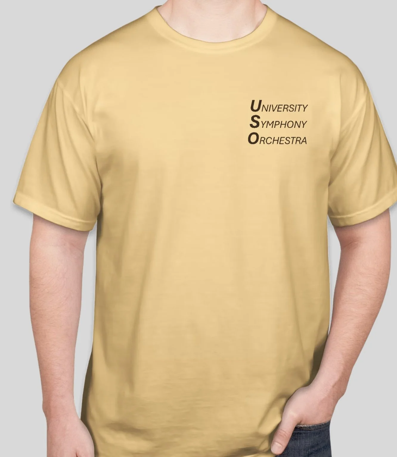 University Symphony Orchestra T-Shirt (Front). Designed for an ASTA chapter fundraiser. All inventory sold out within 2 weeks of receiving it.