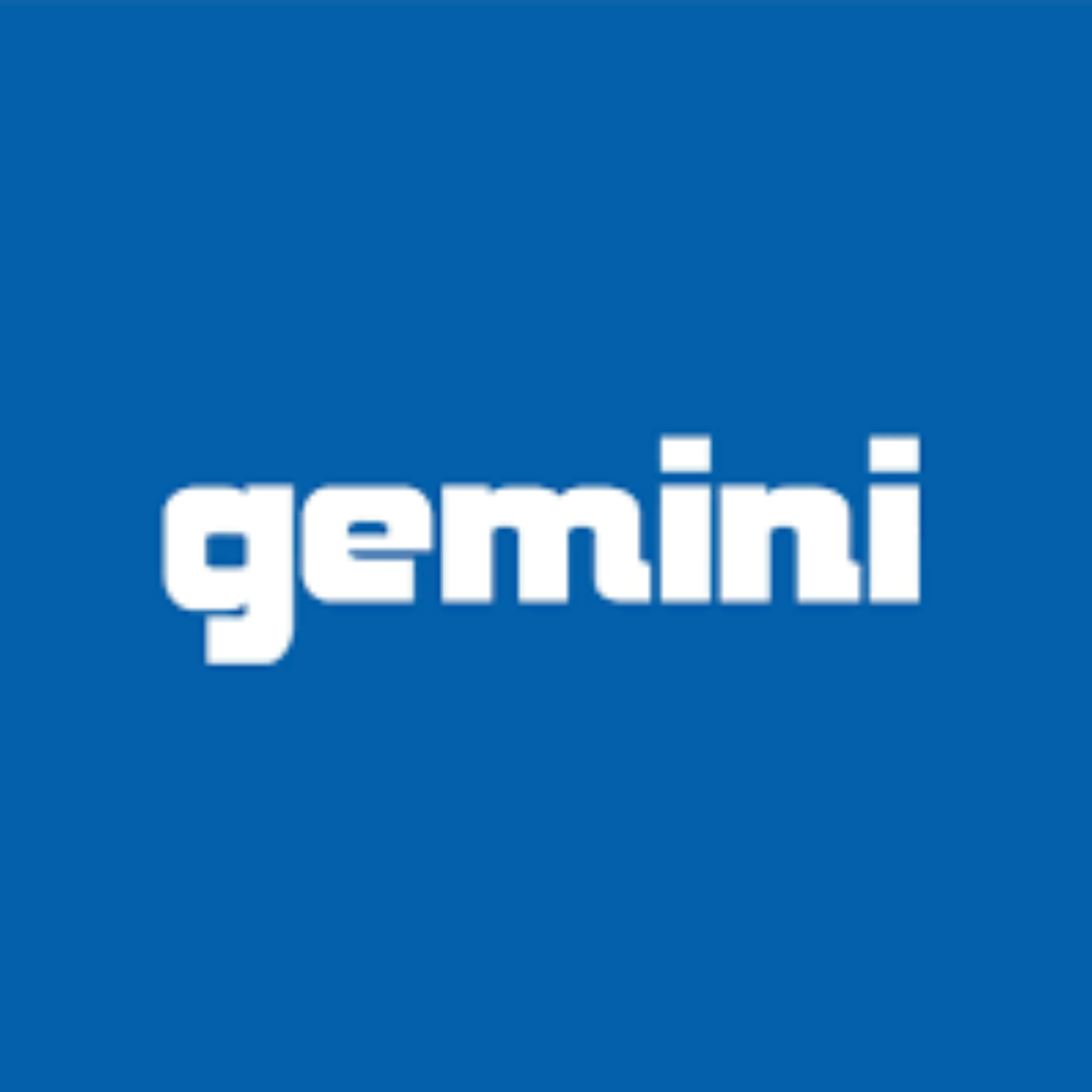 Logo of a company or organization with blue background and white text