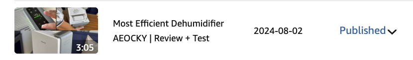 Thumbnail from a video titled 'Most Efficient Dehumidifier AEOCKY | Review + Test' showing a person using a dehumidifier in a living room.