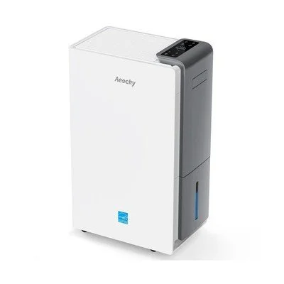 A white portable air conditioner with a digital control panel on top.