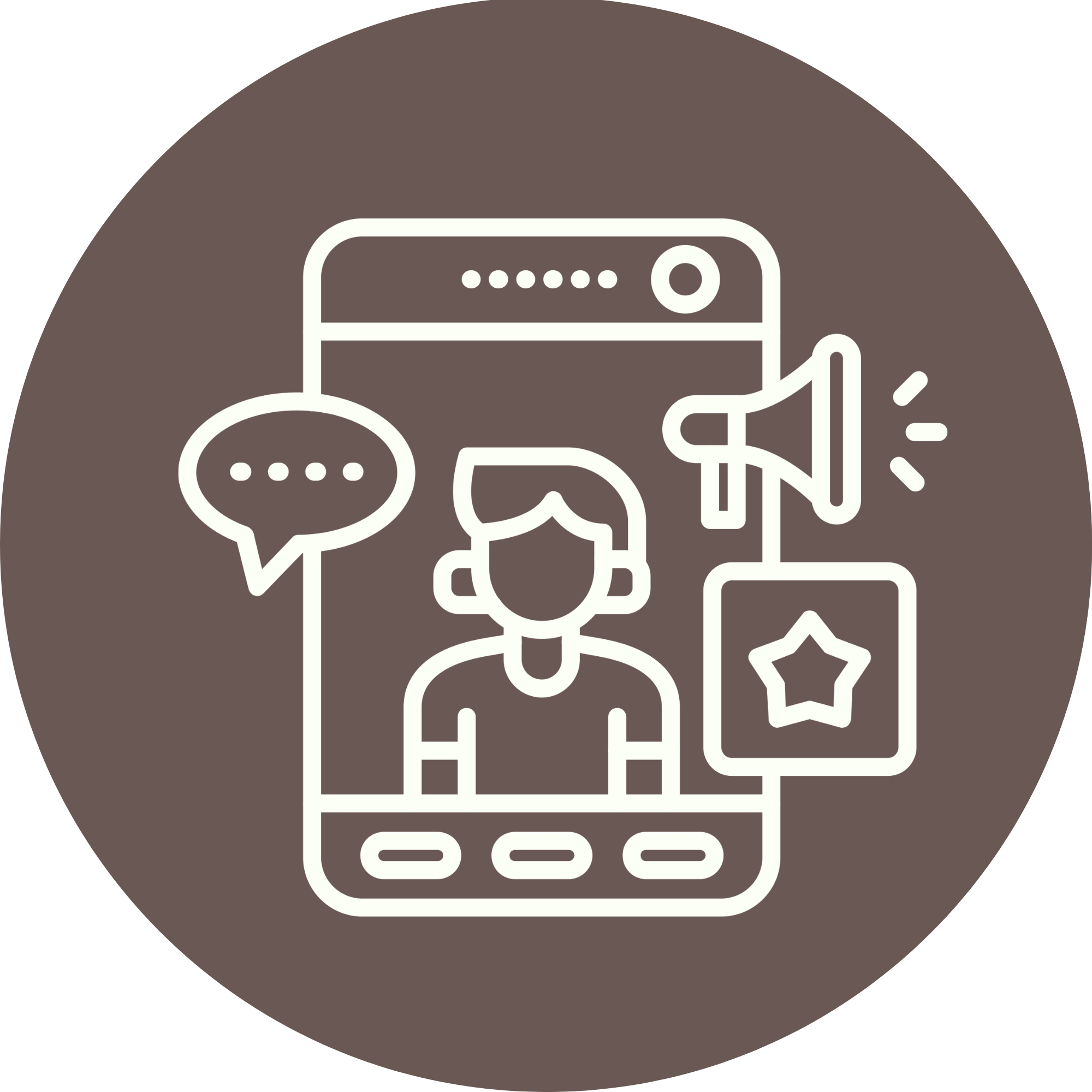 Illustration of a mobile phone, chat bubbles, a dollar sign, a lock, and a light bulb, representing communication, security, and ideas.