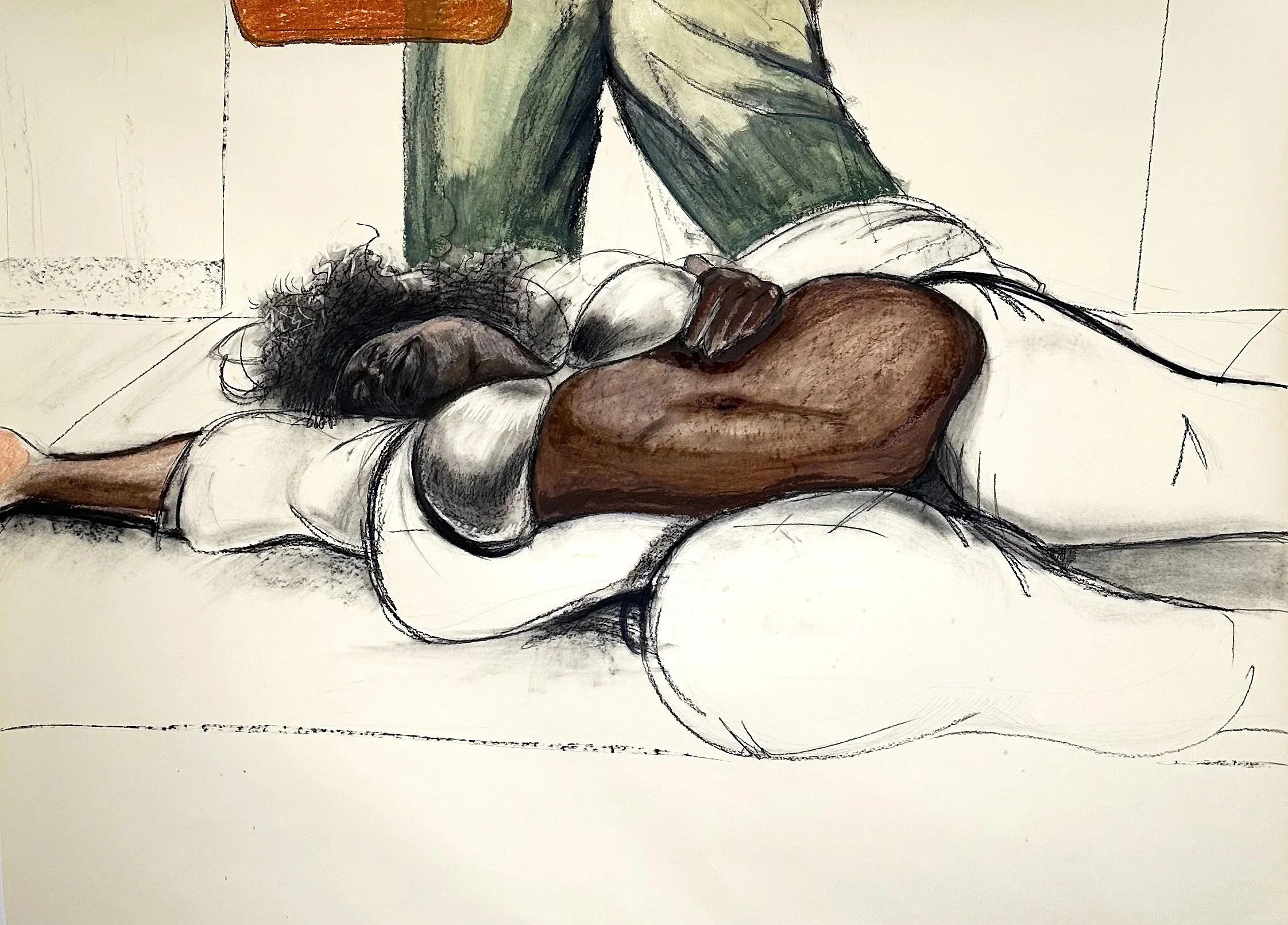 Calcified in the sun where you can’t pretend, 2025

 Oil pastel, charcoal on paper 
