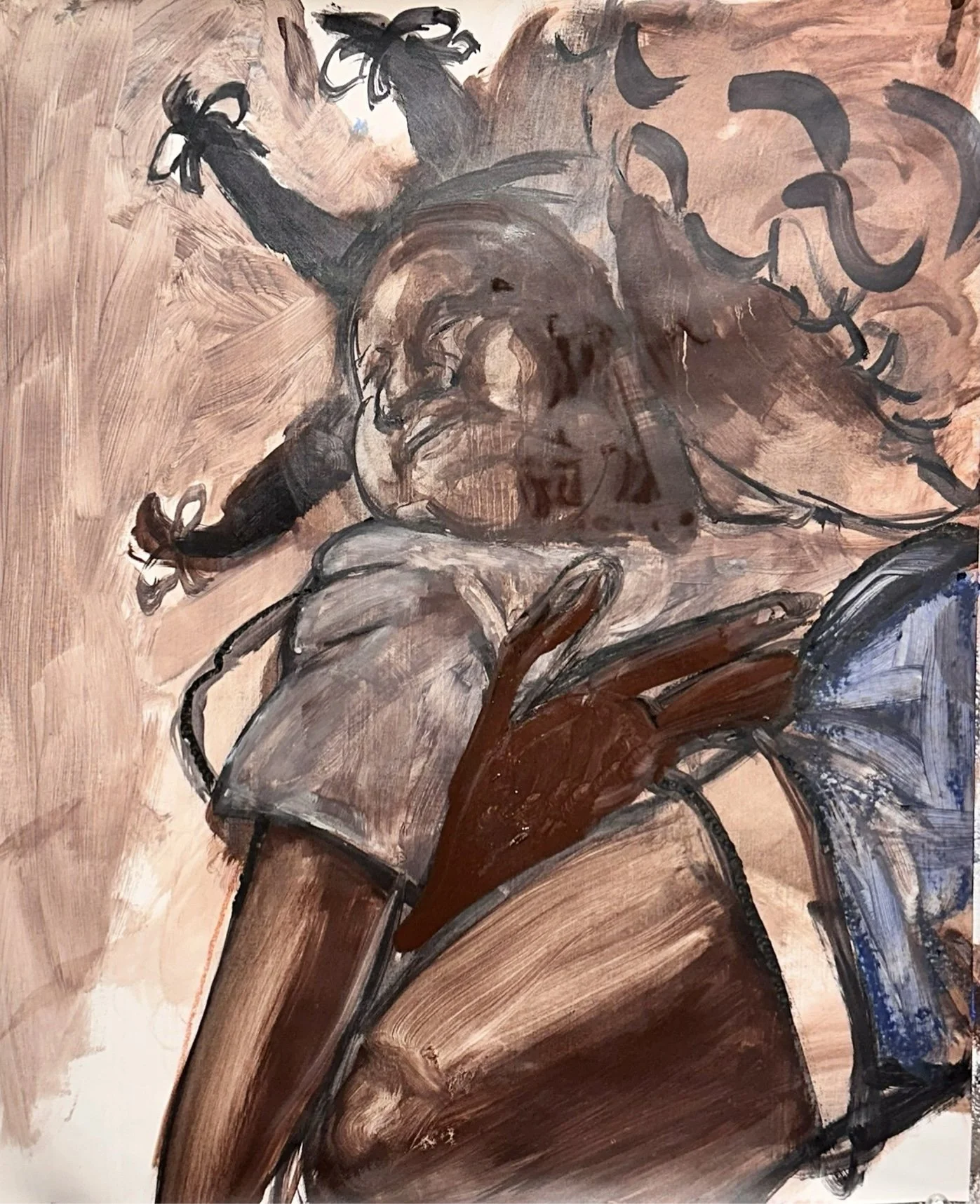 Sing About Me, I’m Dying of Thirst or Self portrait as La Pieta (study), 2024

Oil and oil pastel on paper
14" x 17" in