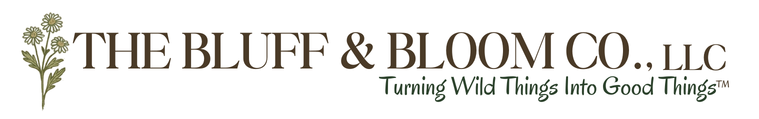Logo of The Bluff & Bloom Co., LLC with a floral illustration and the tagline 'Turning Wild Things Into Good Things'.