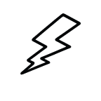 A simple black lightning bolt icon on a white background