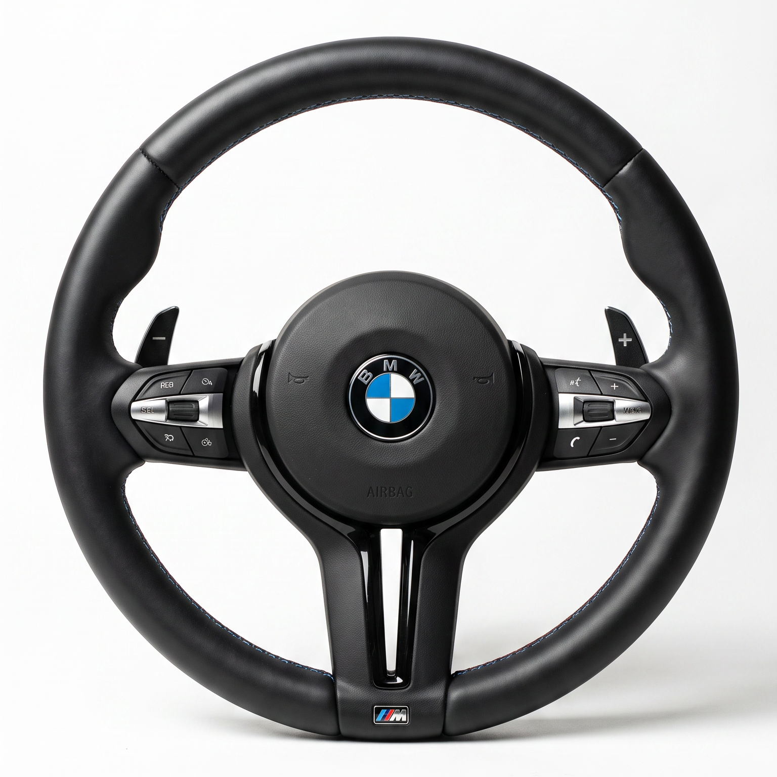 BMW M-Sport All-Black Steering Wheel with Paddle Shifts (Style 2)