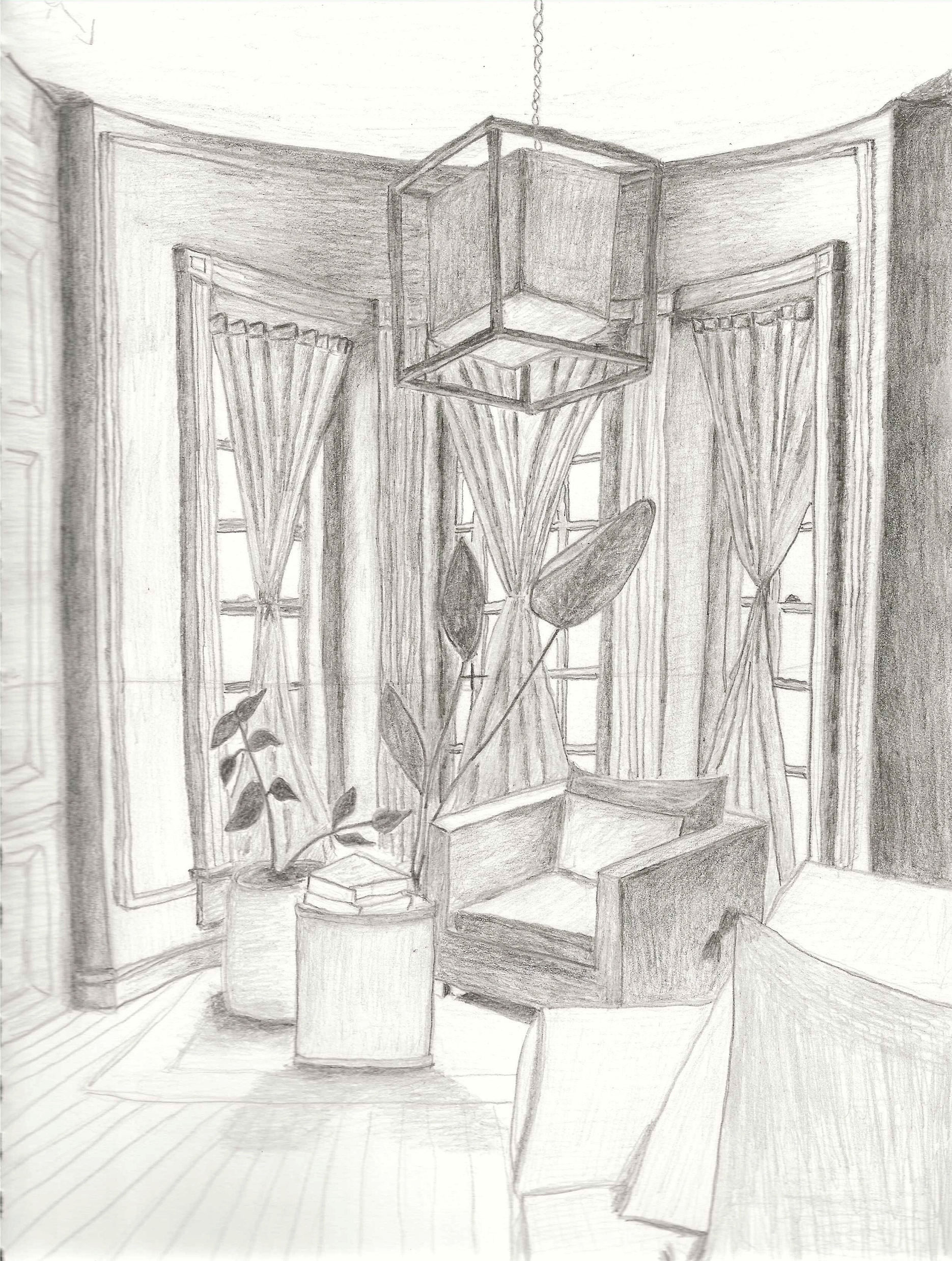 Hand-sketch completed during sketching class