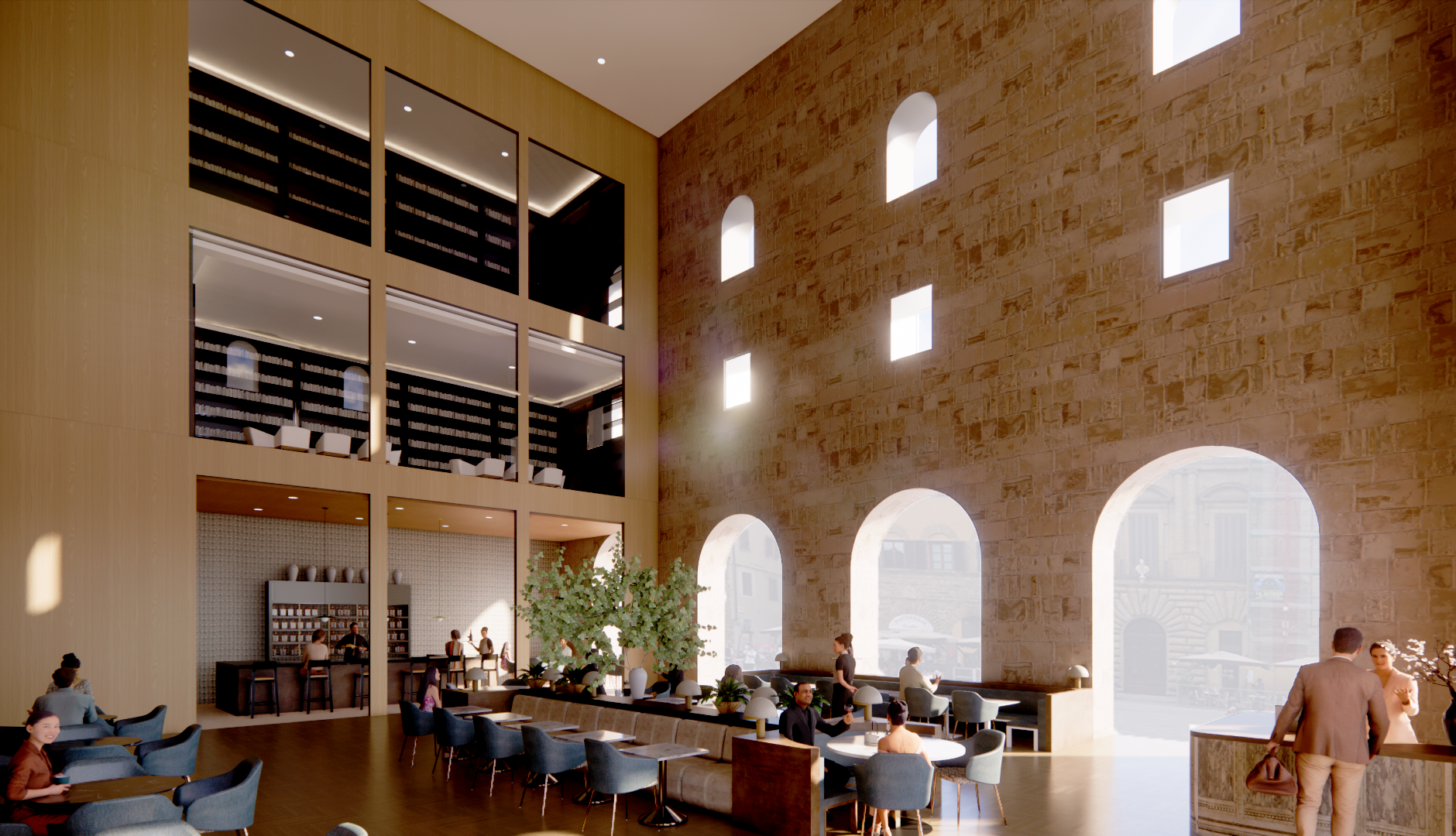 Cafe, Bar, and Rare Book Reading Rooms 