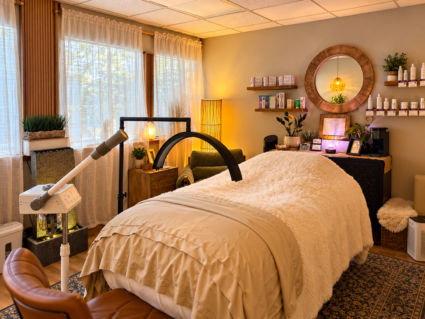 Professional skincare treatments in a comfortable, peaceful setting