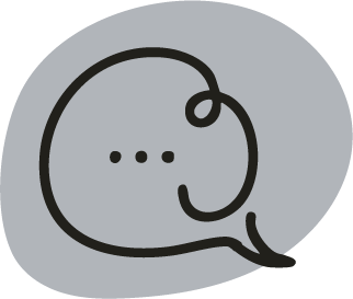 Drawing of a stethoscope with a speech bubble