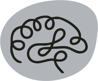 A tangled black thread on a gray oval background.