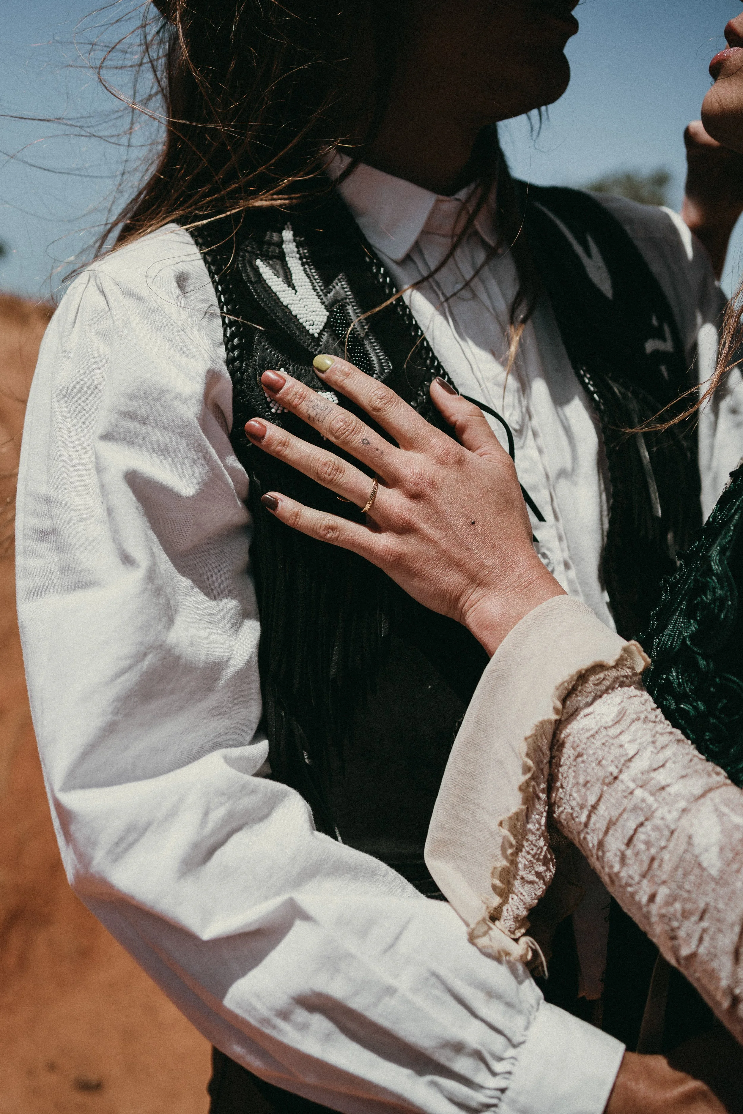 Hands detail with wedding ring 