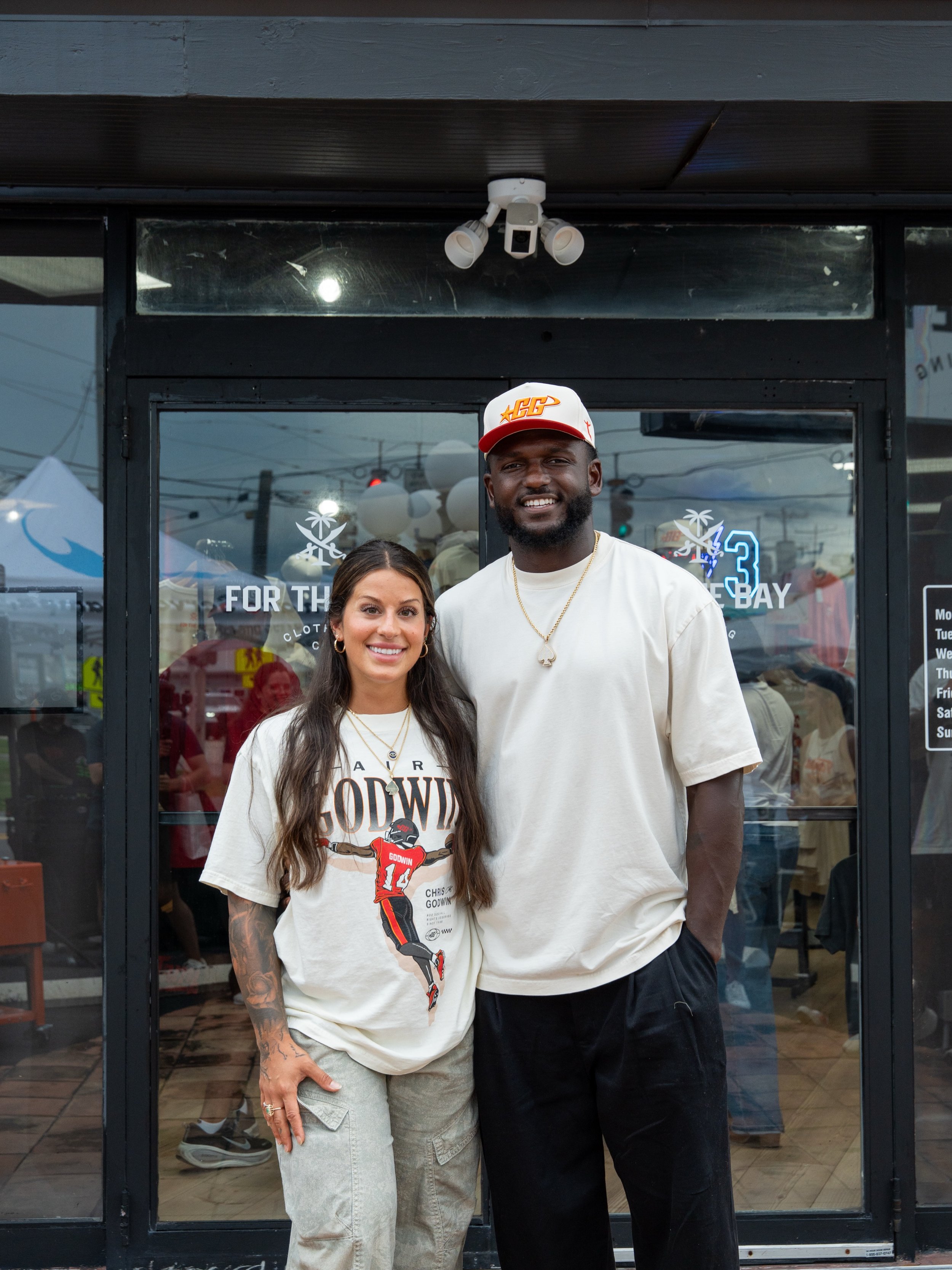 The Chris Godwin x @forthebayclothingco collection is NOW available online and in-store.

We are beyond grateful to our incredible community, partners, and vendors who helped make the launch of this line so much fun.

100% of proceeds benefit Team Go