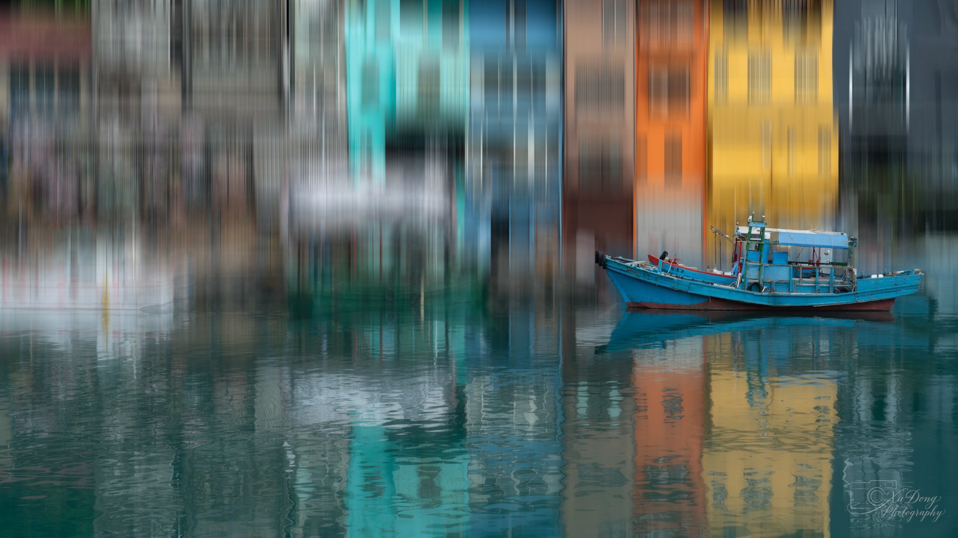 A moody, abstract landscape photograph exploring the stillness and shifting tones of a misty morning