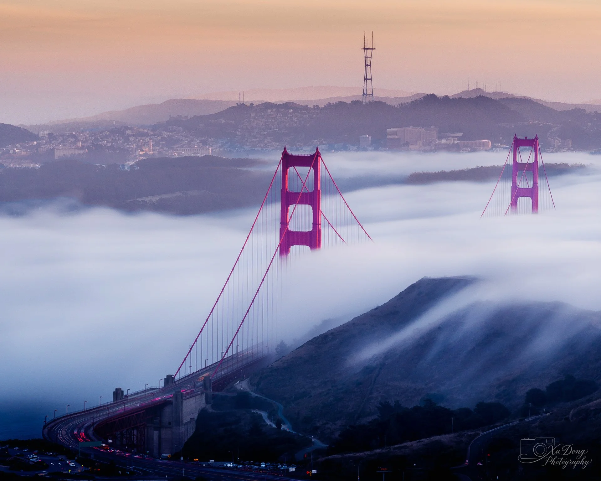 Atmospheric fog around the Golden Gate Bridge