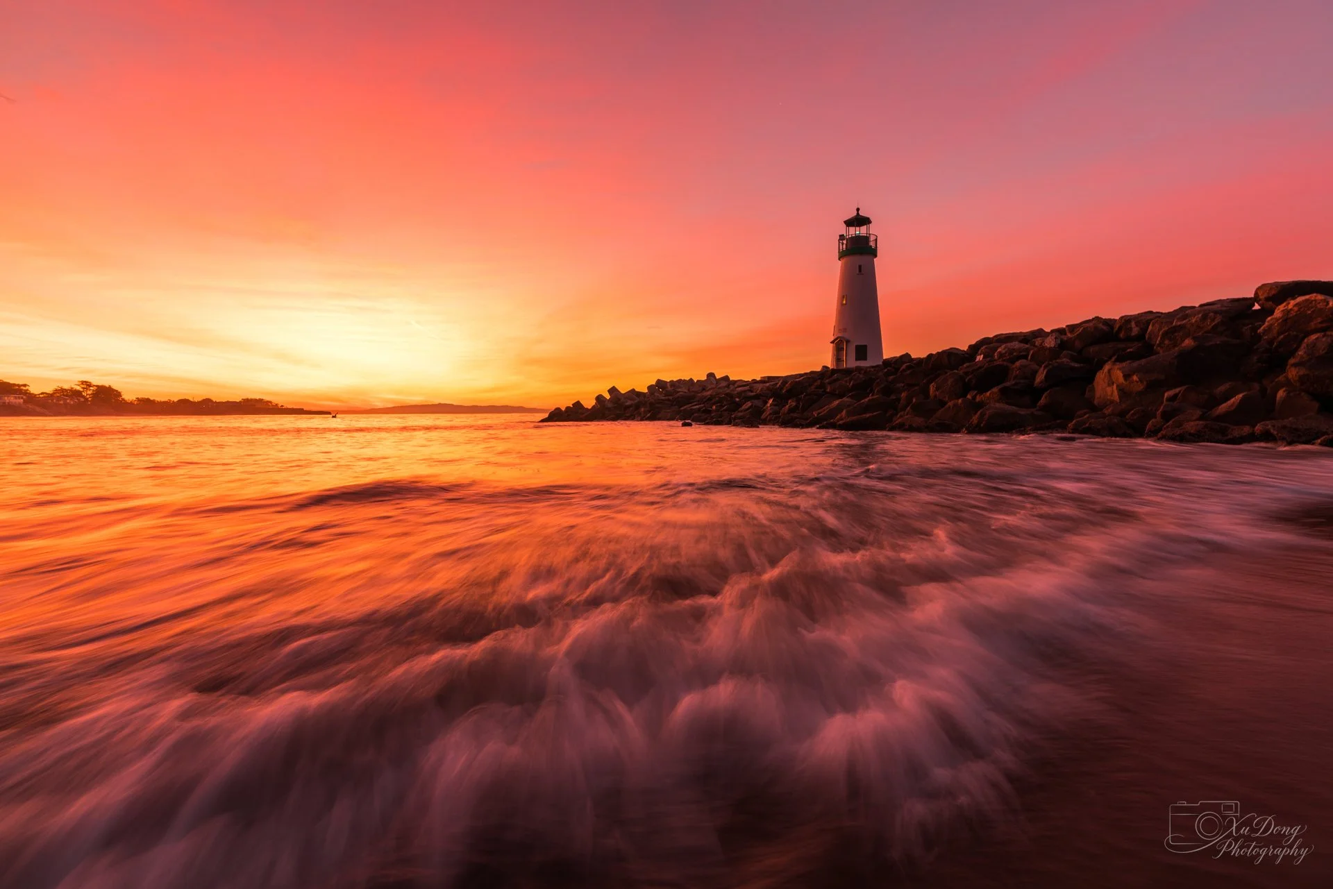 Walton Lighthouse in Santa Cruz at sunset