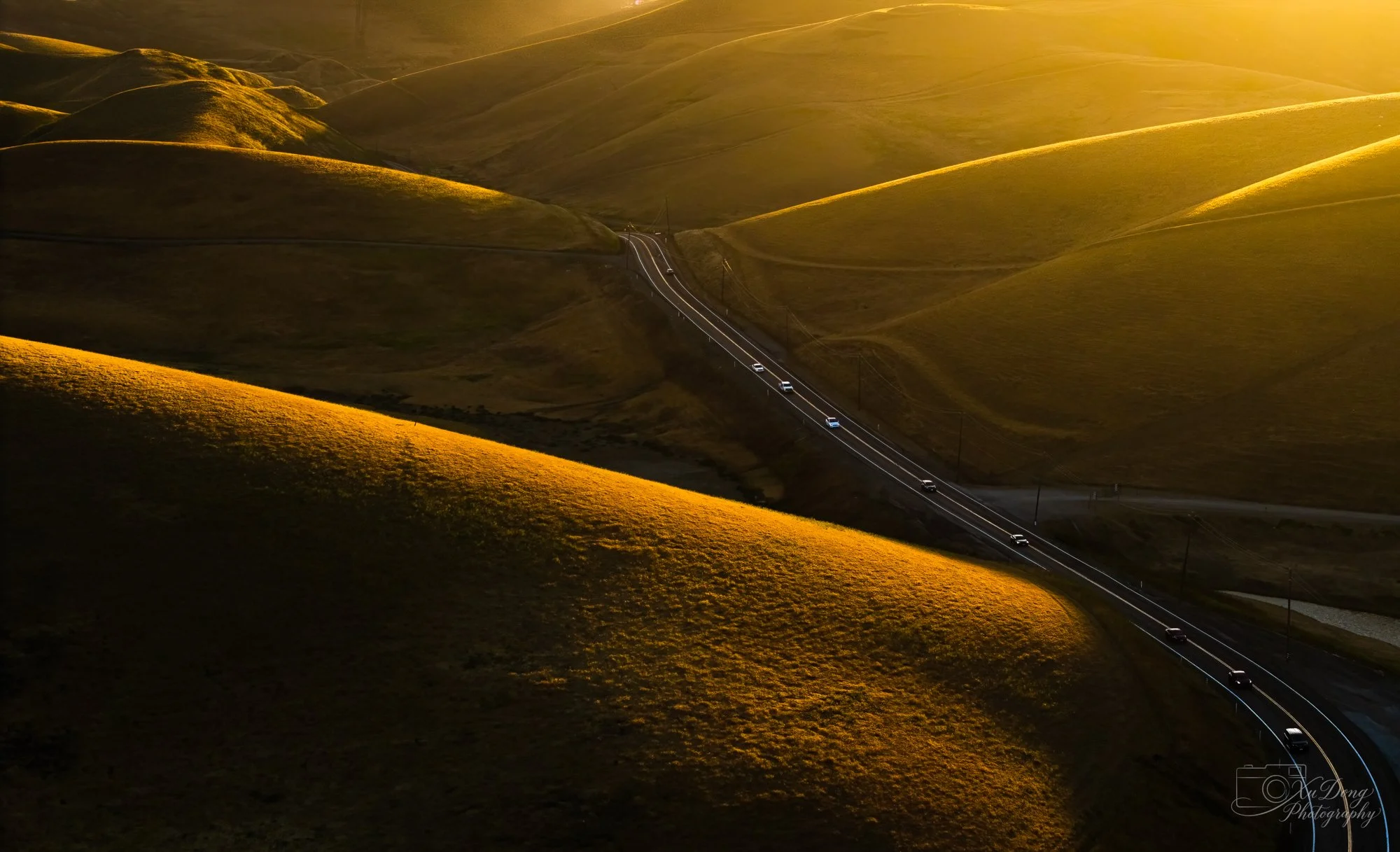 Golden hour over East Bay rolling hills