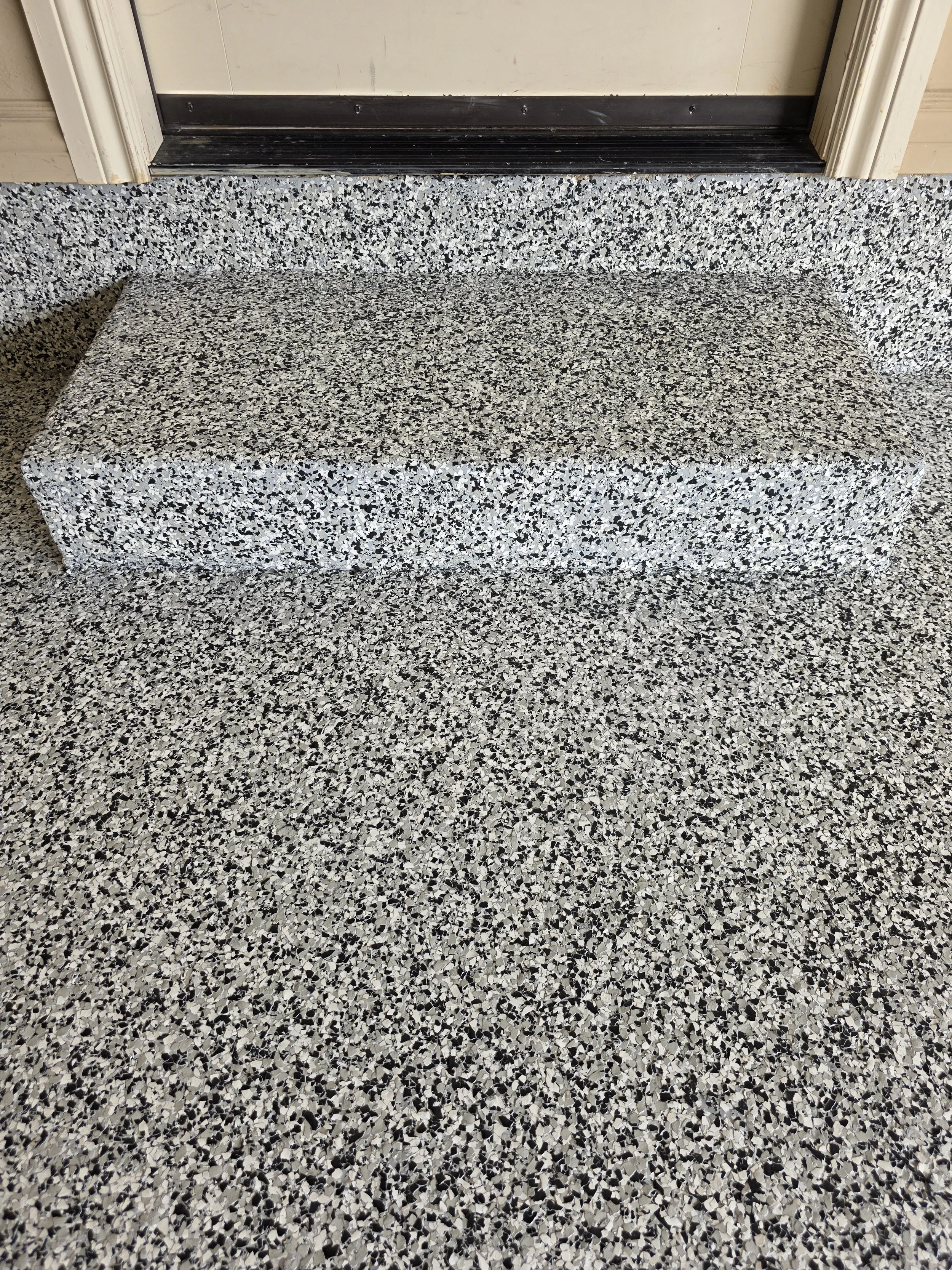 Phase 3 - Stairs carefully scraped to ensure no jagged edges where foot traffic will be heavy