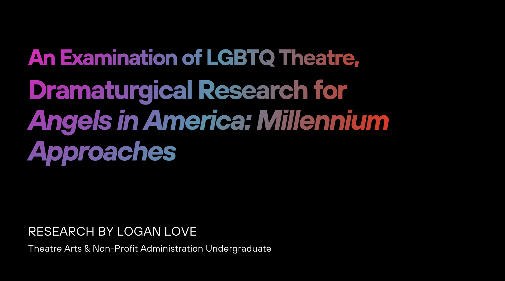 An Examination of LGBTQ Theatre, Dramaturgical Research for Angels in America Millennium Approaches