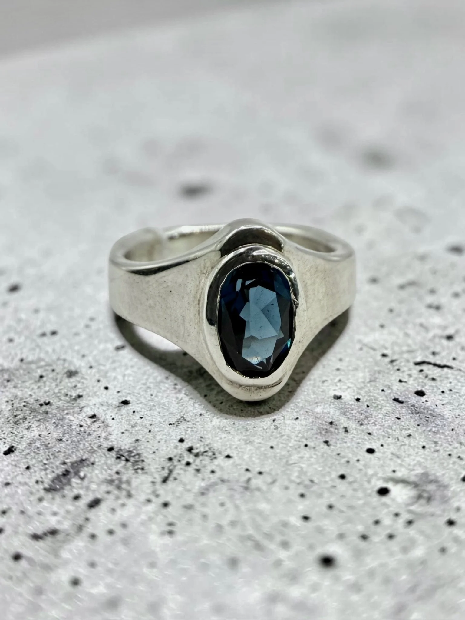 Handcrafted London Blue Topaz Sterling Silver Ring