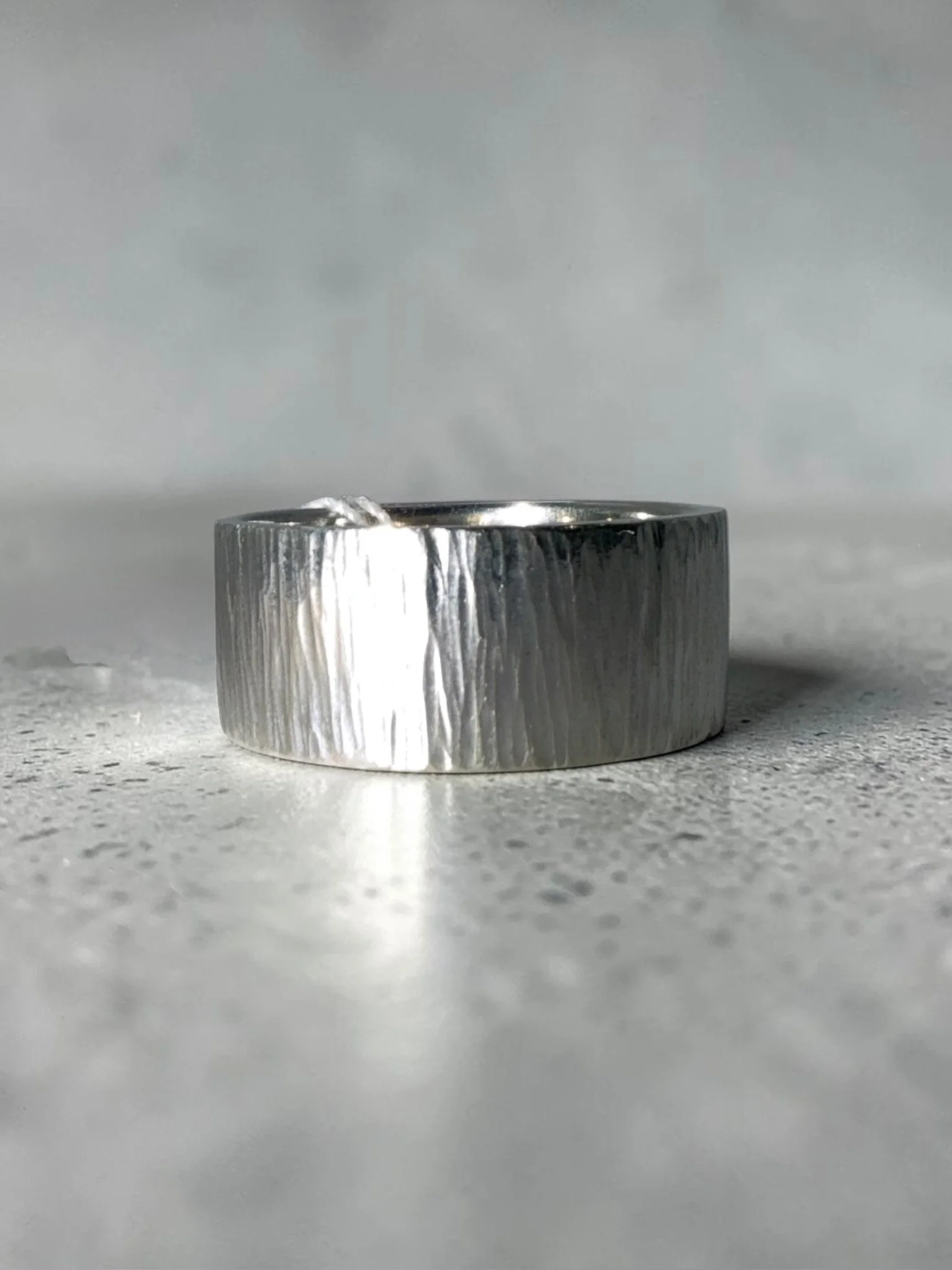 Bark Texture Sterling Silver Band