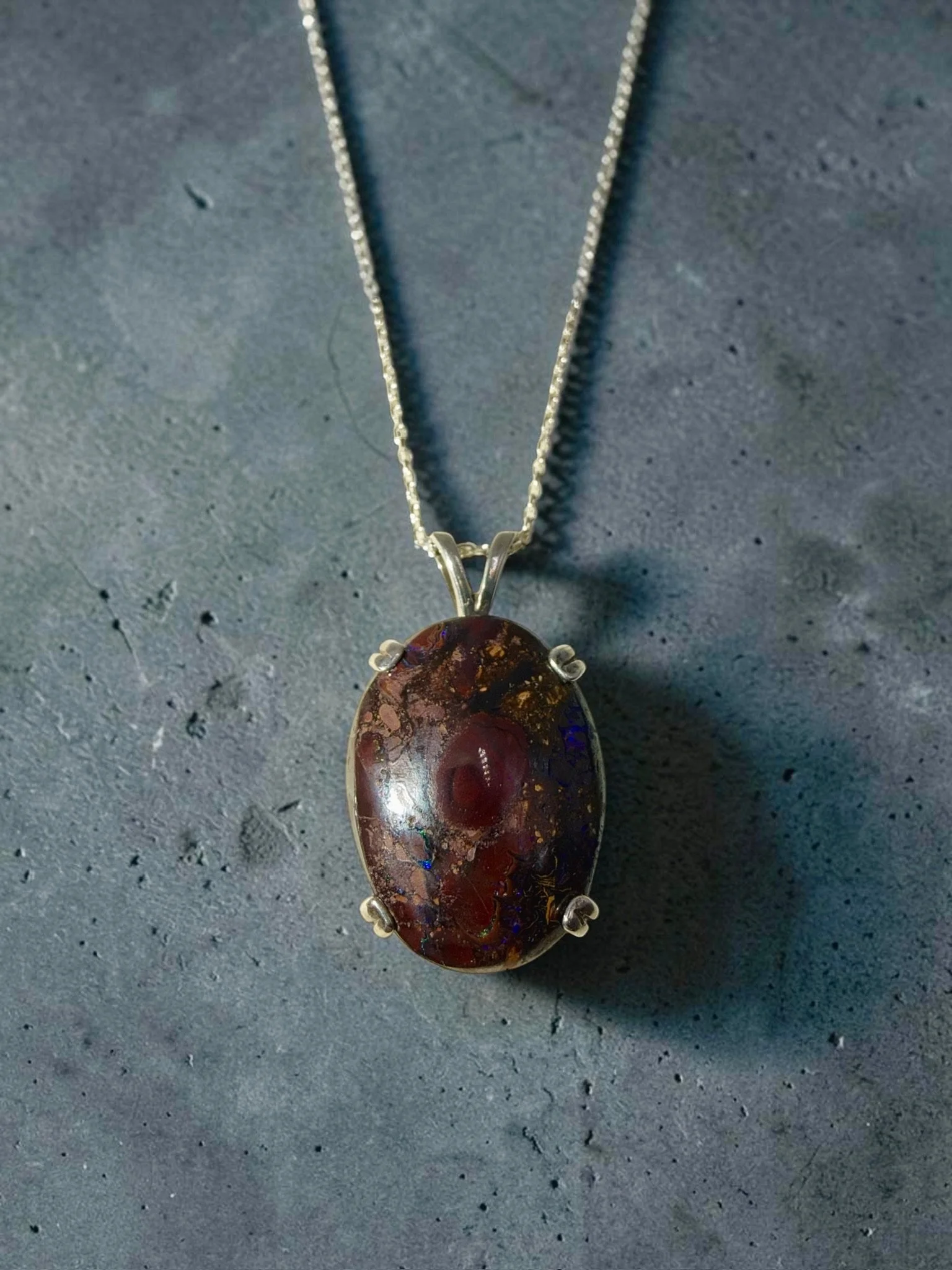 Australian Boulder Opal Pendant Necklace