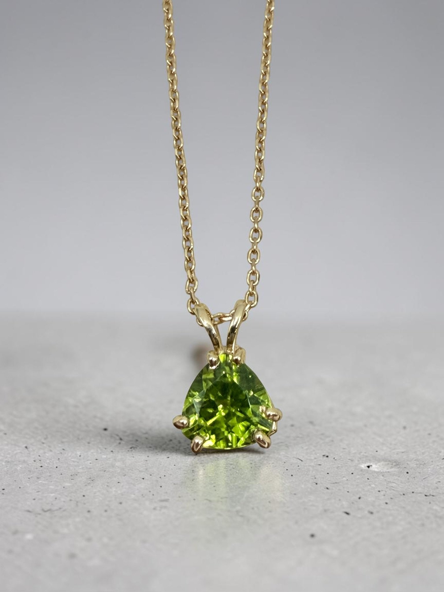 Trillion Peridot Solitaire Necklace