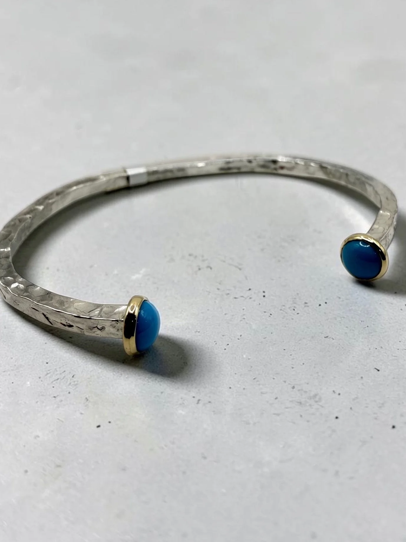 Sterling Silver, 14K Yellow Gold & Turquoise Cuff Bracelet