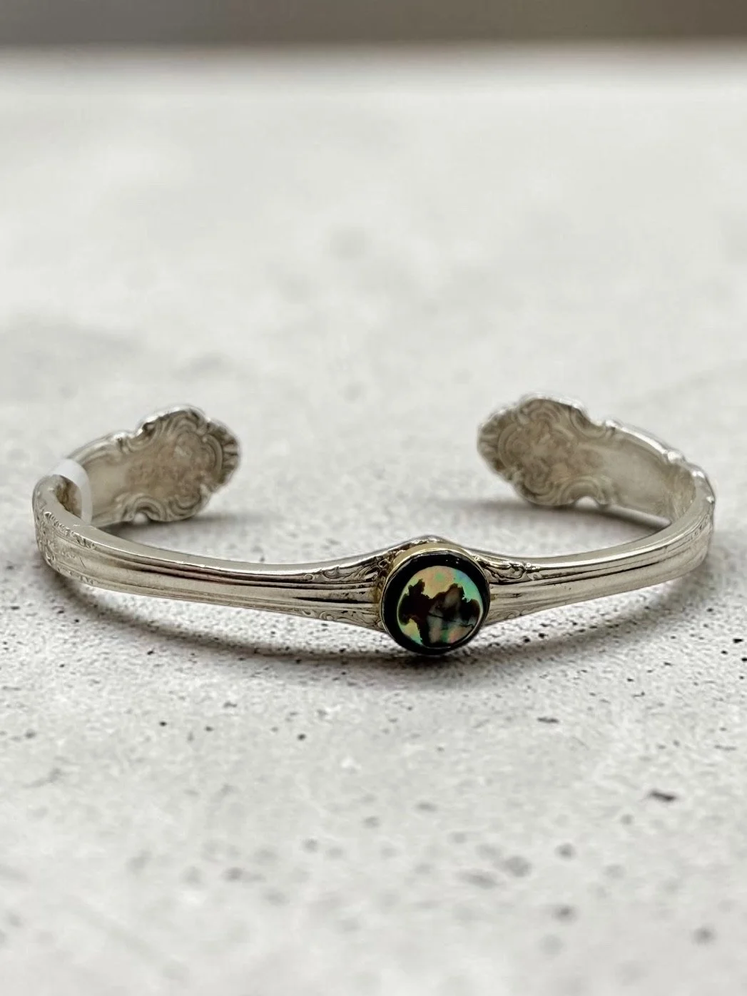Sterling Silver Paua Shell Spoon Bangle