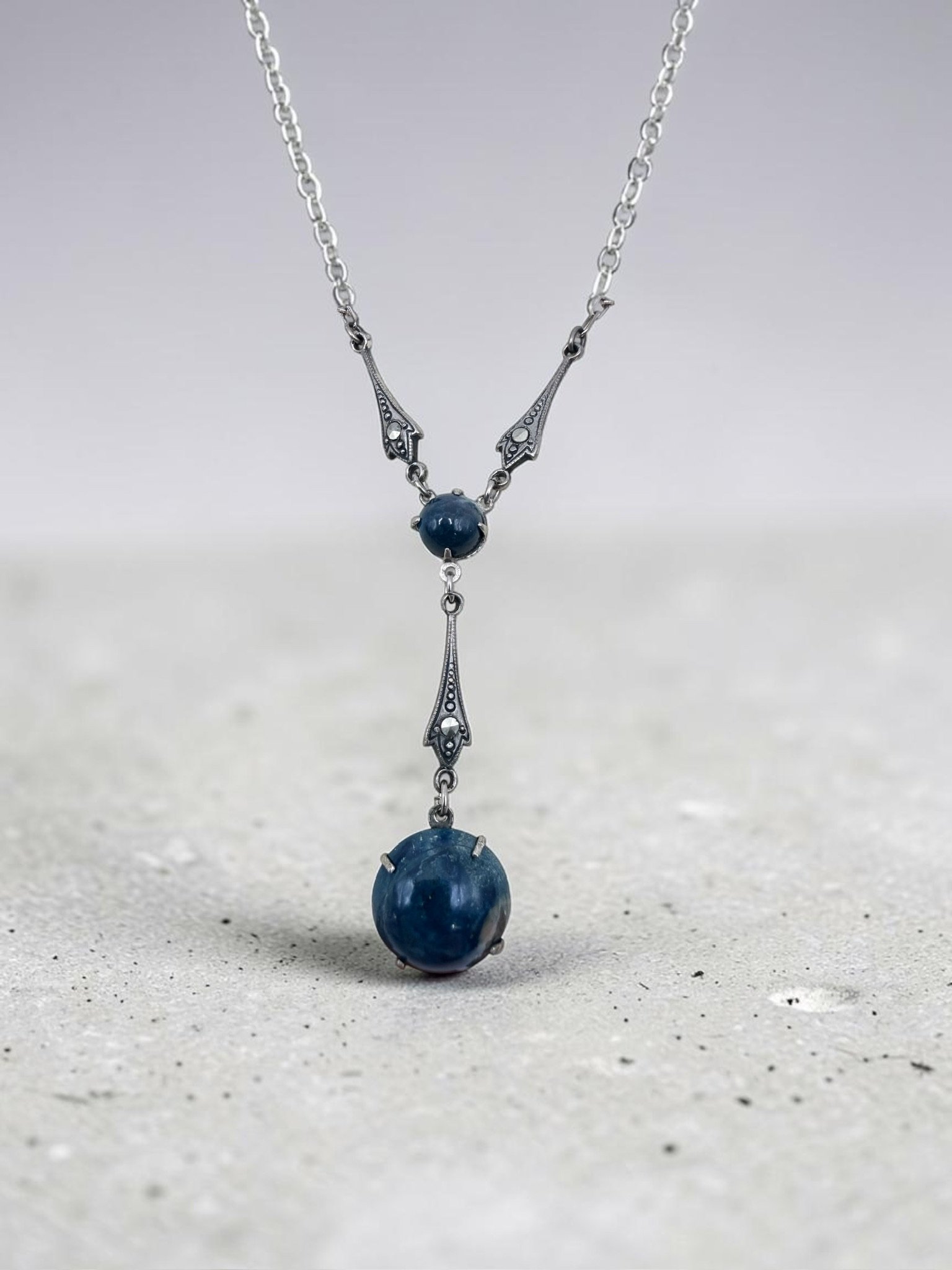Handcrafted Lapis Drop Necklace