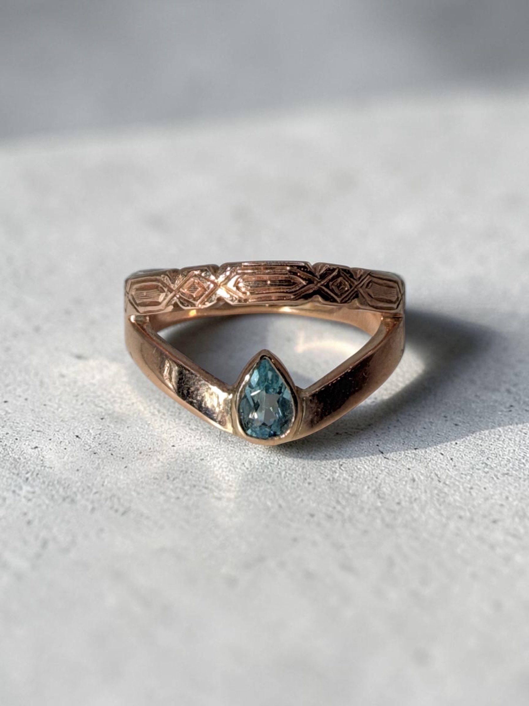 Elven Sky Blue Topaz Ring in 10K Rose Gold